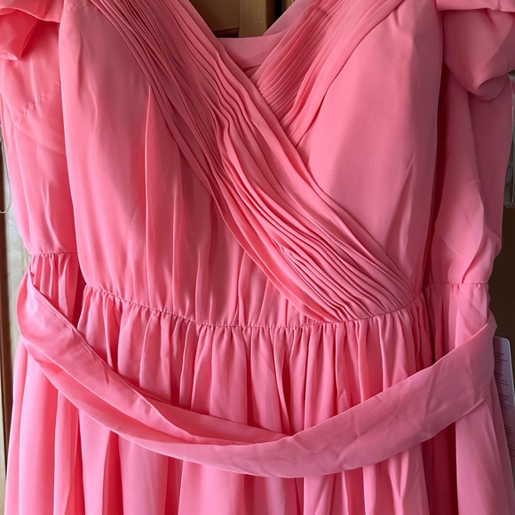 Stacees A line V Neck Sleeveless With Pleated Waistband Split - Picture 8 of 9